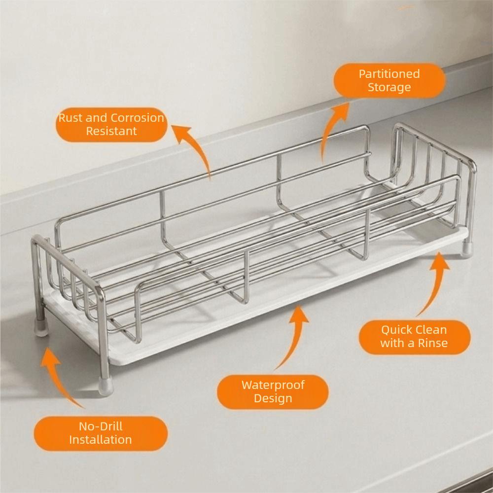 Stainless Steel Sink Drain Rack Large Capacity Soap Sponge Holder  Bathroom