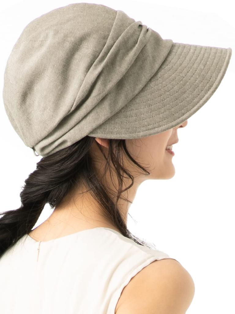 QUEENHEAD Shining Newsboy Hat with UV Wide and Sun Protection Size Khaki Women's Protection, Brim, (Big (63cm), Gray)