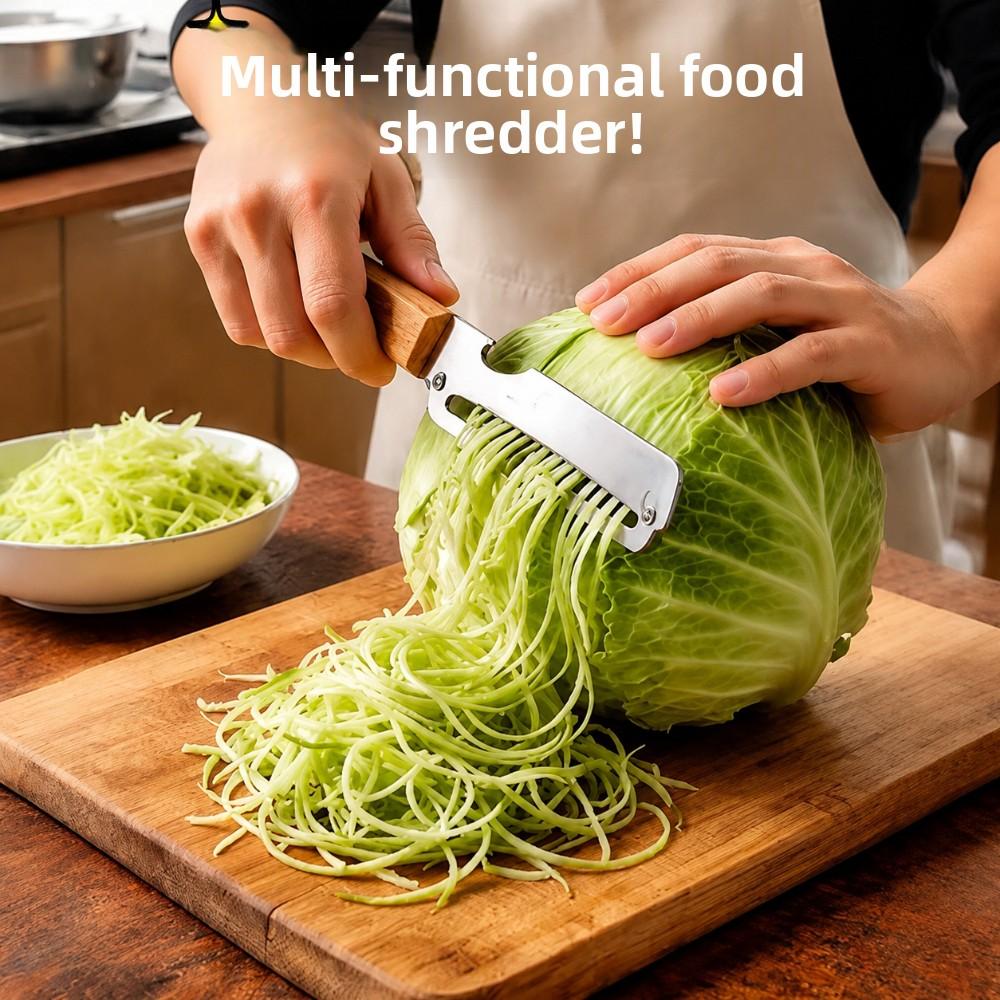 Kitchen Culinary Gadget 2-in-1 Stainless Steel Peeler Ergonomic Wood Handle for Fruit Potato Vegetable Trimming