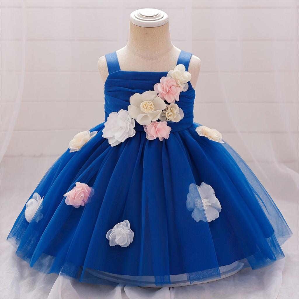 Children's Dress Skirt Flowers Birthday Flower Girl Fluffy Skirt Applique Princess Dress Stage Costume