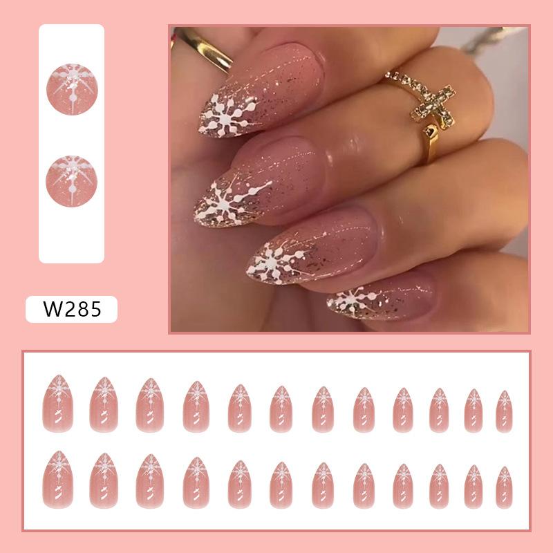 European And American Nail Art Pieces, Sweet And Cool Wind Nails, Matte Texture, Comic Style White, Long Ballet Wearing Nail