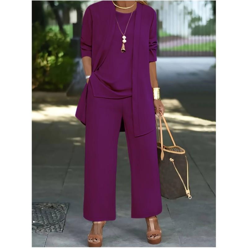 Dámsky jarný a jesenný set plus size, ktorý omladzuje a zoštíhľuje, jednofarebný jednoduchý cestovateľský top + nohavice