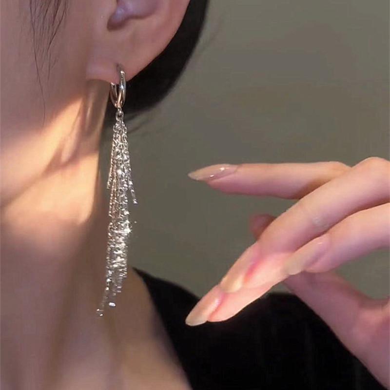 Super Flash Long Tassel Earrings: High-End, Light Luxury Design for Women
