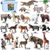 Wild Safari Animal Figurines: Giraffe, Elephant, Rhinoceros, Brown Bear, Tiger, Lion, Leopard, Hippopotamus - Solid Cognitive Toys
