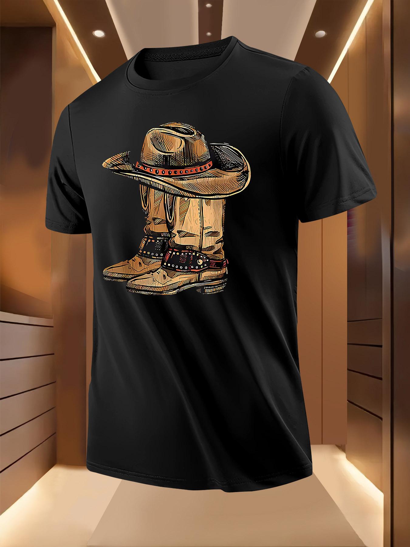 Western Cowboy Hat and Boots Graphic Tshirt Graphic Tshir... S