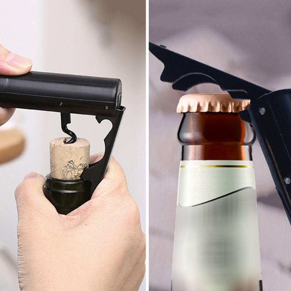 Wine Bottle Shaped Bottle Opener Plastic Champagne Corkscrew Creative Refrigerator Magnet Party