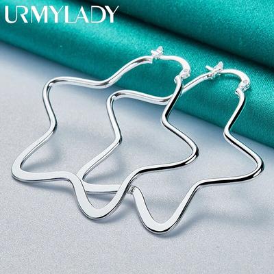 URMYLADY 925 Sterling Silver Star Earrings For Women Fashion Wedding Engagement Party Charm Jewelry