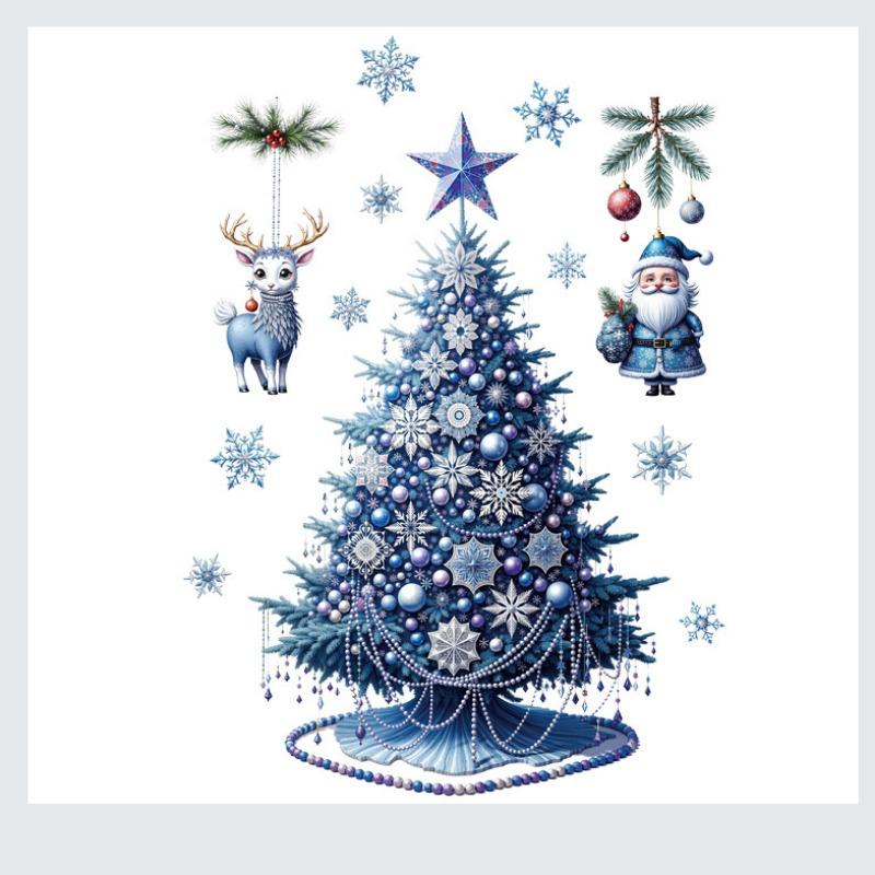 2025 Novoroční samolepky na okno Vánoční dekorace Santa Claus Sněhulák Samolepka na vánoční stromek Dekorace na skleněné okno Obtisk Vánoční dárek