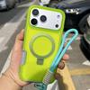 Luxury Magnetic Charging Matte Ott Anti-fall Case For iPhone Air 17 16 15 14 Plus Pro Max TPU+PC With Stand & Hand Strap Shell