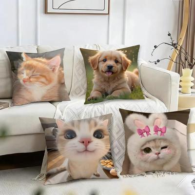 Cute Pet Animal Cushion Cover Reversible Plush Pillow Cover – For Car, Sofa, Bedroom, Perfect As a Gift.