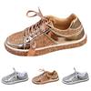 Women's Trendy Casual Thick Soled Sneakers Bright Fashionable Women's Shoes Low Top Lace Up Sports Flat Women's Dress Shoes Flat