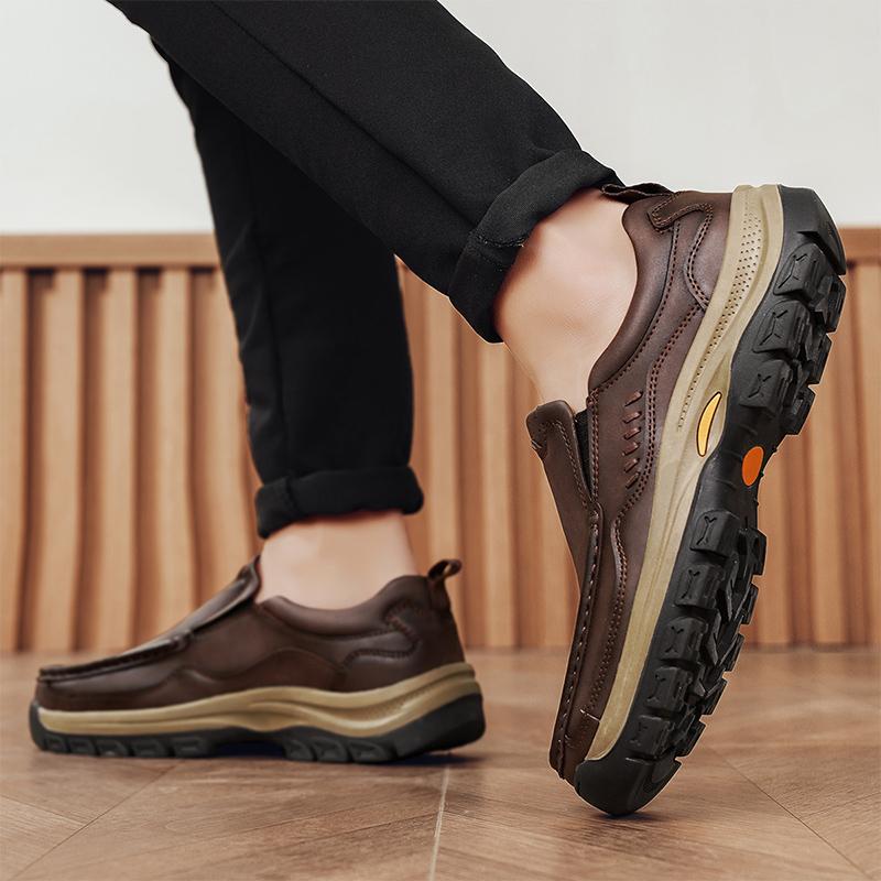 Herr Handgjorda Läderskor Casual Utomhus Slip On Loafers Flats Mockasiner Promenadskor