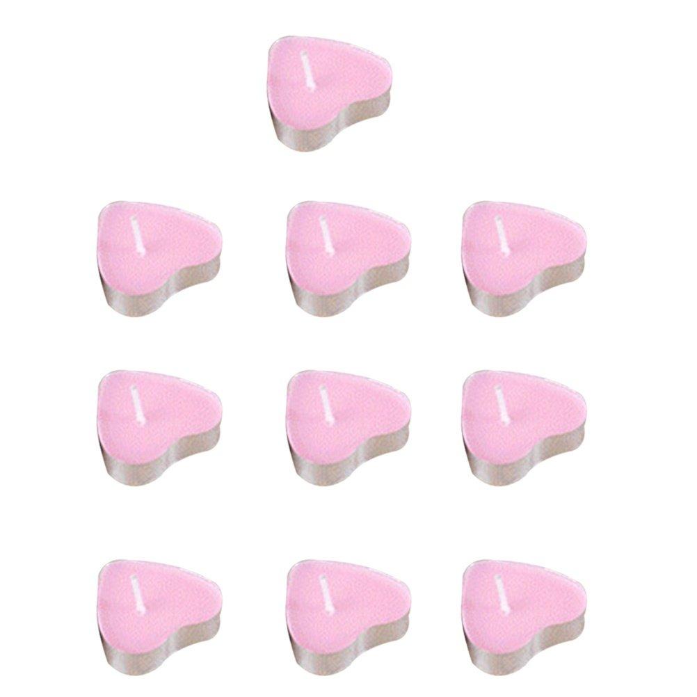50Pcs Heart-Shaped Smoke-Free Romantic Candles Purple for Wedding Marriage Proposal Party Decoration Safe Indoor Outdoor Night
