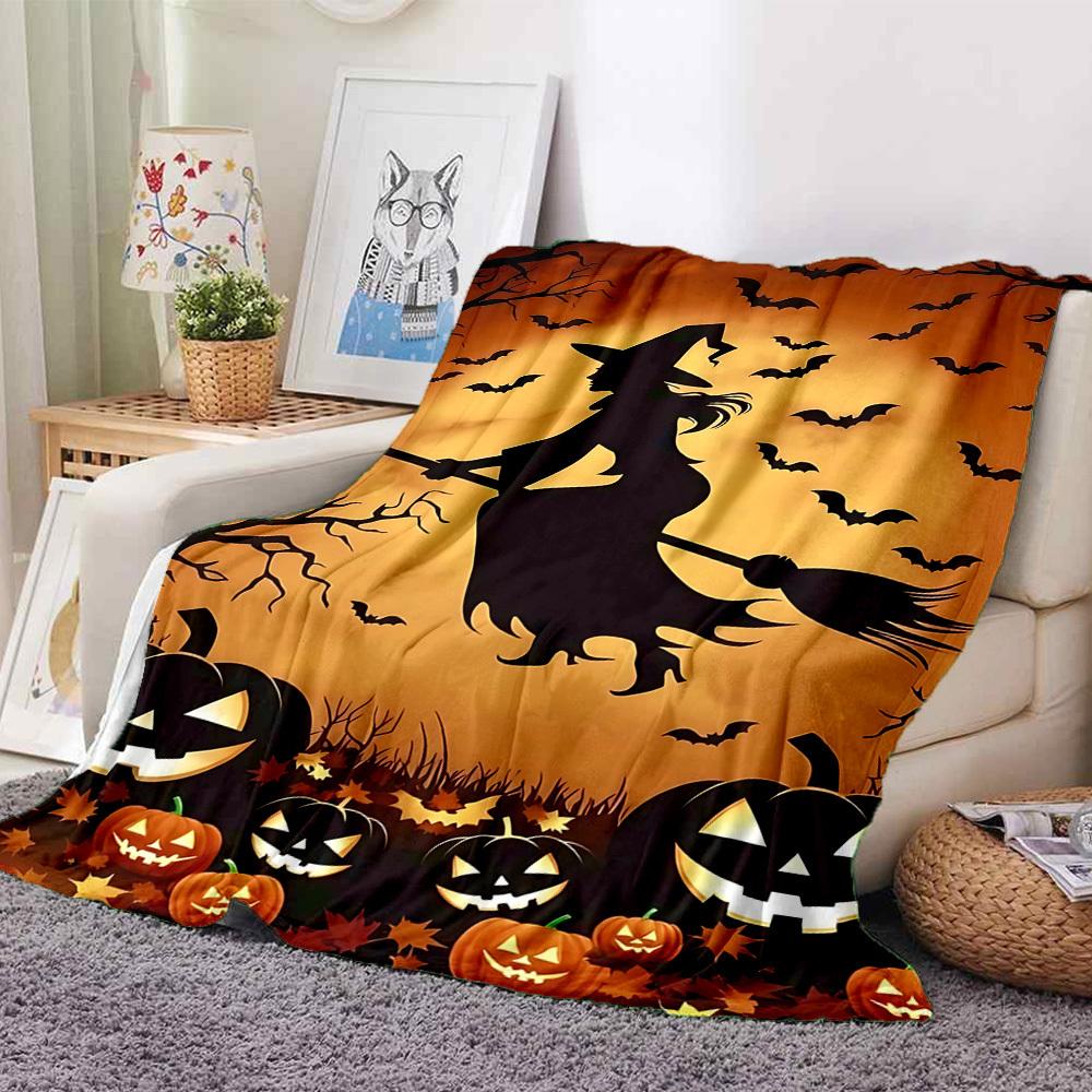 1pc Halloween Witch Blanket, Lightweight Flannel Throw For Sofa, Bed, Travel, Camping, Livingroom, Office, Couch, Chair