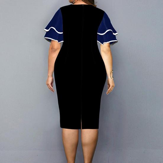 Damen Unterröcke Übergröße Festliches Kleid Digitaldruck Fliegenärmel Übergröße Rundhalsausschnitt Schlitzsaum Bodycon Kleid für Hochzeit