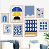 Canvas Paintings Abstract Geometry Wall Art Posters And Prints for Living Room Home Decor Mid Century Modern Blue Bauhaus