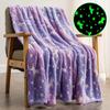 1PC Pegasus Gradient Purple Luminous Blanket Luminous Blanket, Comfortable Soft Fluffy Flannel Wool Nap Blanket, Office Blanket