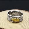 Ethnic Style Prajnaparamita Heart Sutra Auspicious Clouds Ring Men Jewelry Lucky Wealth Animal Pixiu Ring Male Accessories