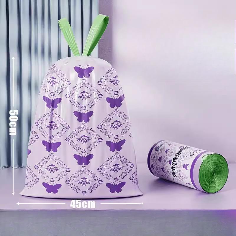 

Лавандовый без слез Мешок для мусора на завязках Бытовой Утолщенный Ручной Кухонный Пластиковый пакет Пакет для уборки офиса Очень толстый 1 volume 30 pieces