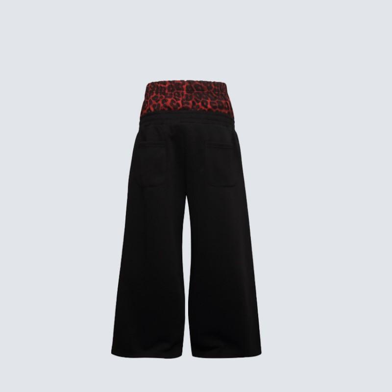 Rivet Leopard Patchwork Sweatpants Loose Fit Casual Dance Pants Unisex