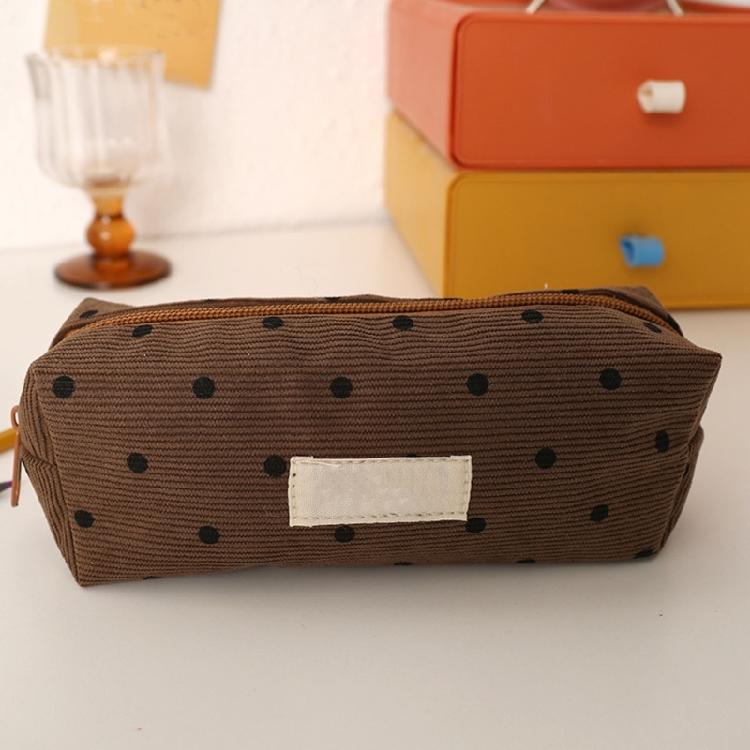 Dotted Print Fabric Pencil Case Big Capacity Pen Pouches Travel Makeup Storage Bag for School Offices Travel Daily Use