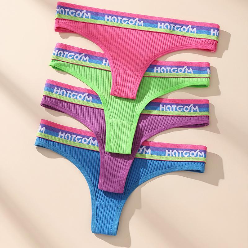 Mărime Europeană Sexy Tanga Talie Joasă Curea cu Litere Fir Chiloți Lenjerie de Damă Chiloți T-pantaloni Bumbac