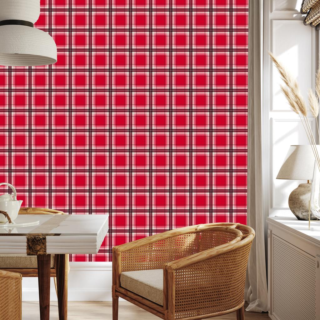 Red and coral checkered wallpaper for living room and bedroom 50x1000