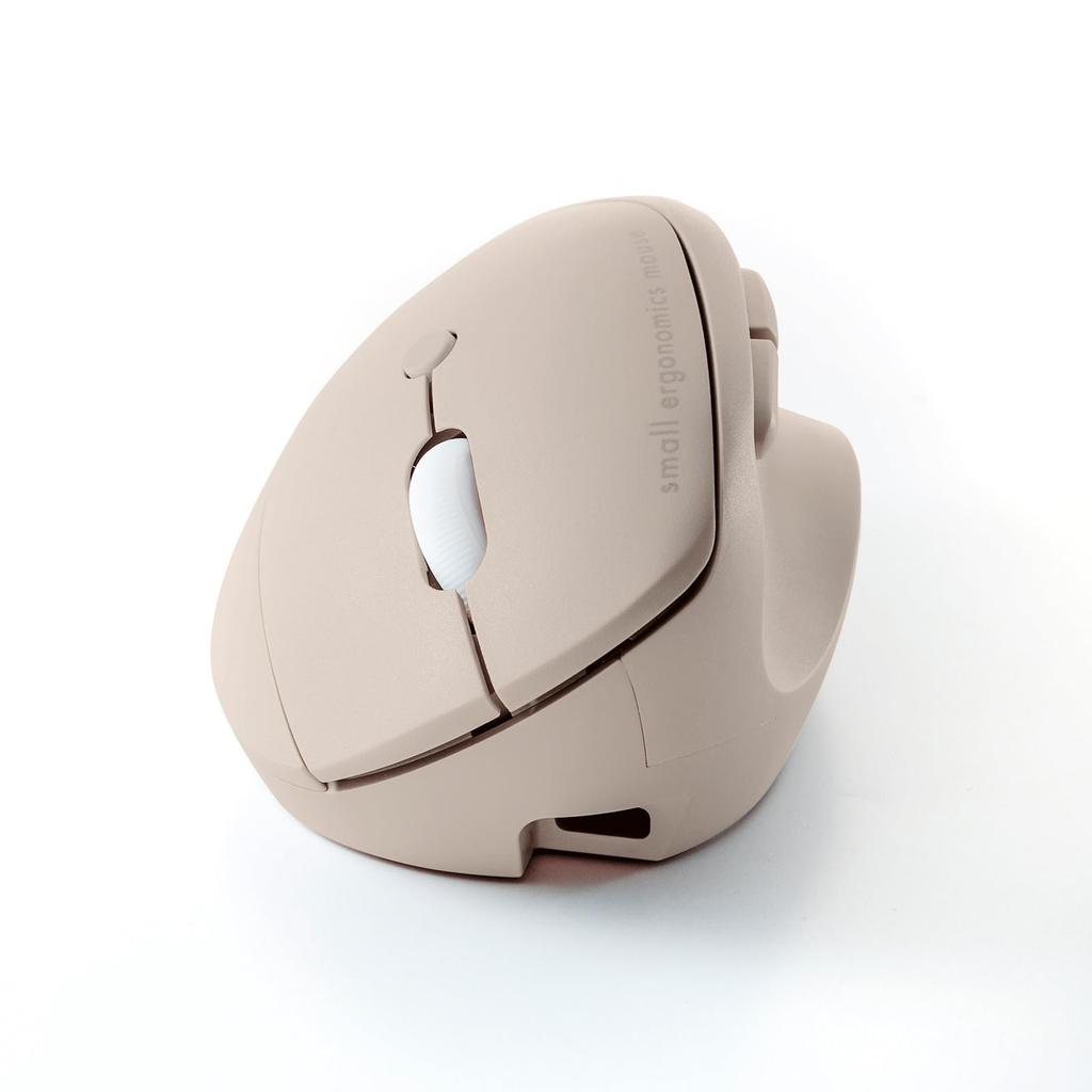 Sanwa Supply MA-EBBS522BG Quiet Bluetooth Compact Ergonomic Mouse (Rechargeable, 5 Buttons, Beige)