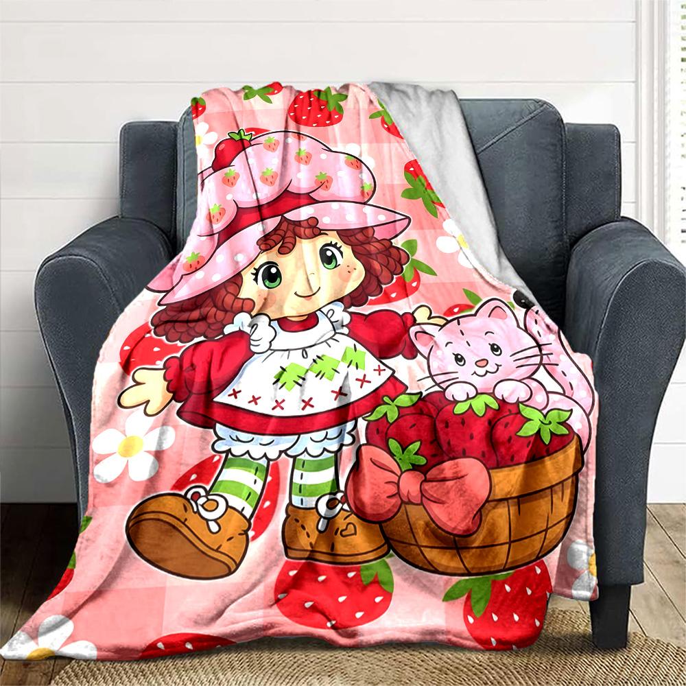 1pc Princess Strawberry13 Blanket, Gift, for Men and Women, Soft Blanket, Good for Sofa Bed Couch Travel, Lightweight Flannel Blanket