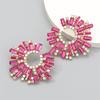 Unique Crystal Sunflower Earrings for Women Large Circle Flower Shape Accessory