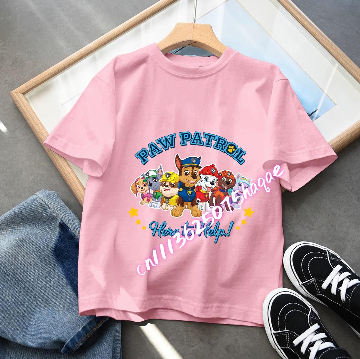 New PAW Patrol Children s Cotton Short-Sleeved Boys Sports Shirt Girls Casual Top Cartoon Print Summer T-Shirt Cartoon Print 100