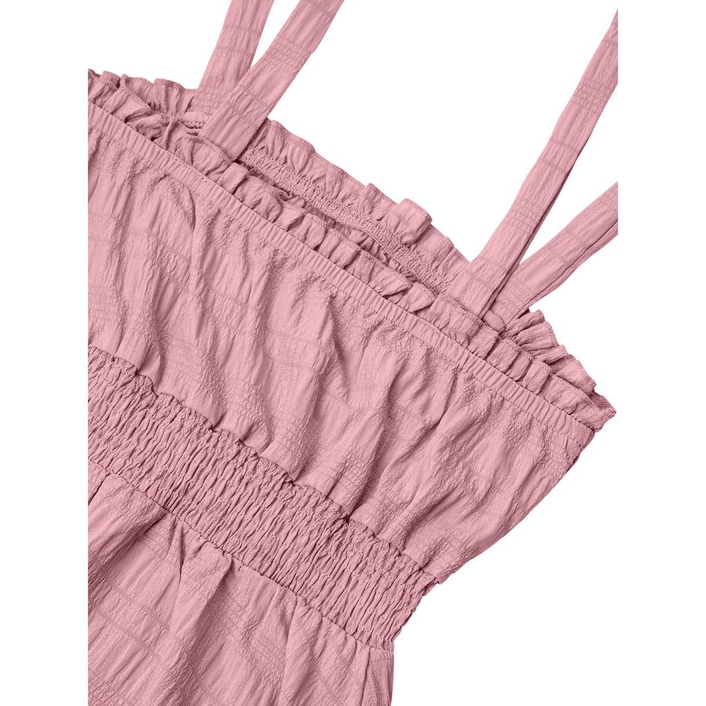 GMXIA Damenmode Sommer Frühling Einfarbiger Druck Ärmellose Hosenträger Hohe Taille Freizeitkleider