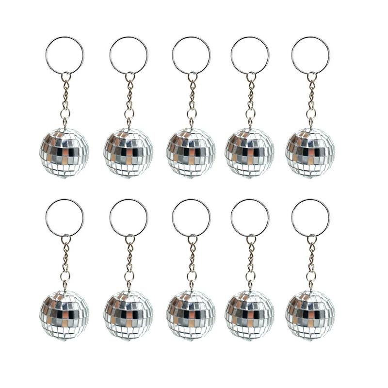 

WTEMPO Bling Mini Disco Ball Keychains Party Favors IY Party Decorations Retro Keychain Set Car Key/Door Key/Bag/Christmas Tree Hanging Pendants 2cm*10pcs серебряный
