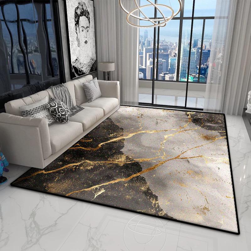 Abstract Marble Style Living Room Carpet Light Luxury Decoration Bedroom Bedroom Plush Rug Home Cloakroom Non-slip Door Mat Soft