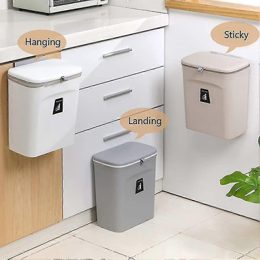 Hanging Kitchen Trash Can 2.4 Gallon Under Sink Door Trash Bin Collapsible Mini