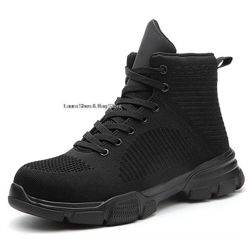 

Рабочие защитные ботинки со стальным носком для мужчин, неразрушимые ботинки Ryder, противоударные, высокие, защитные ботинки, зимние рабочие кроссовки, черные 36 чёрный