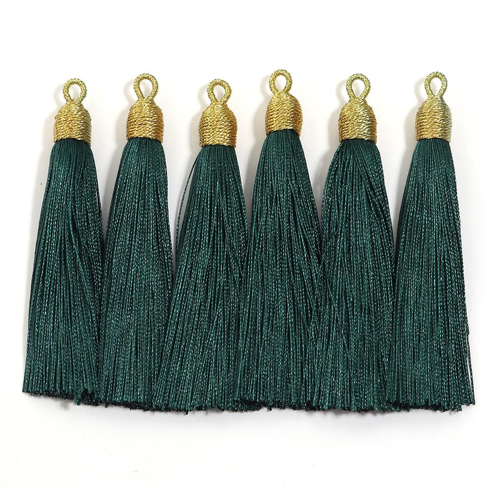 6pcs/Lot 85mm Gold Color Head Tassel Fringe Handmade Polyester Silk Tassel with Hanging Loop Bookmark Jewelryy Making Bookmark