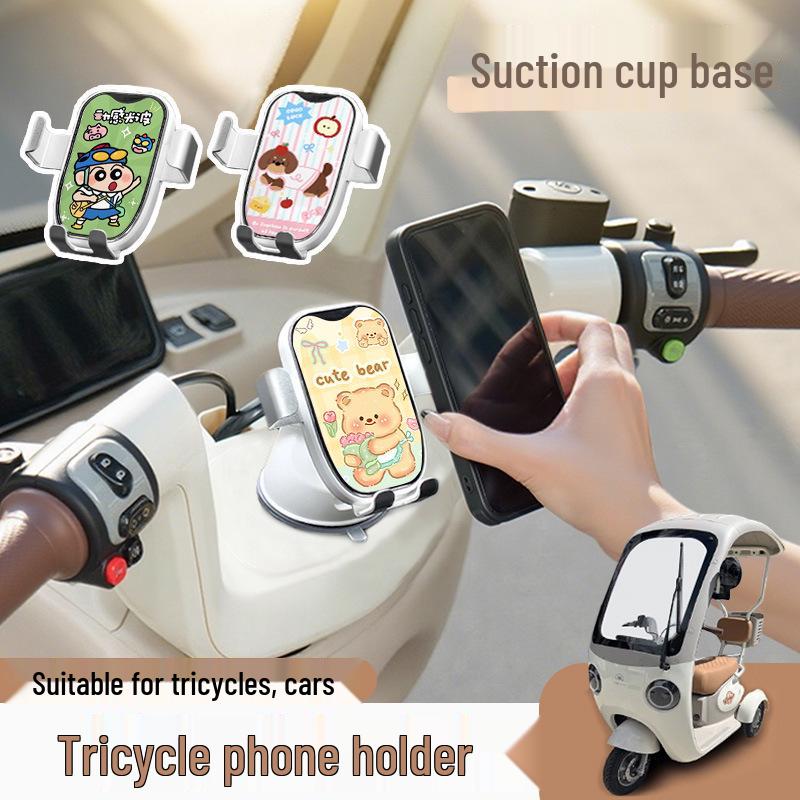 2026 Cartoon Pudding Large Mirror Stand Car Phone Holder with Dashboard Suction Cup