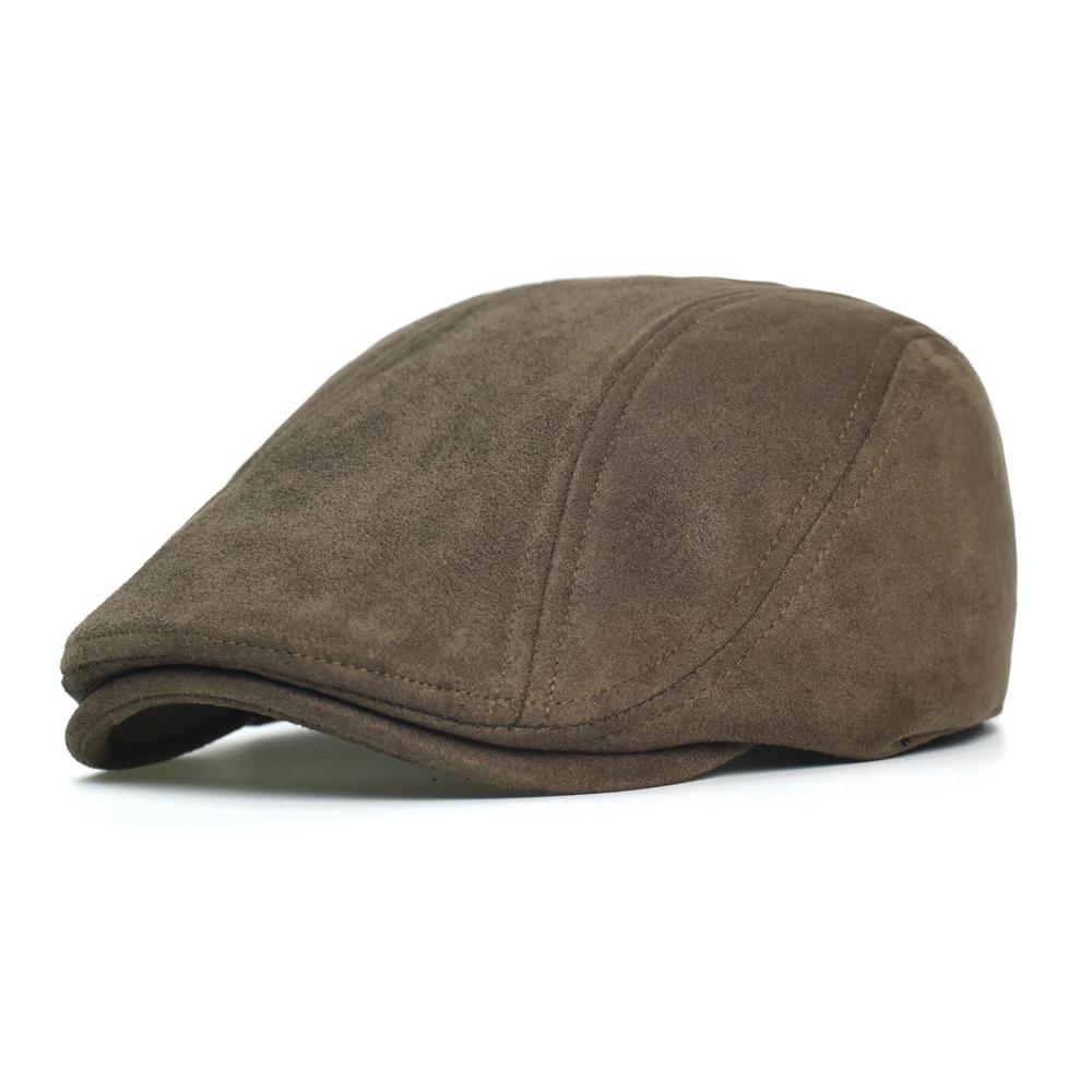 Winter Autumn Vintage Newsboy Cap Hat Men Women Casual Beret Solid Cap PU Leather Flat Caps