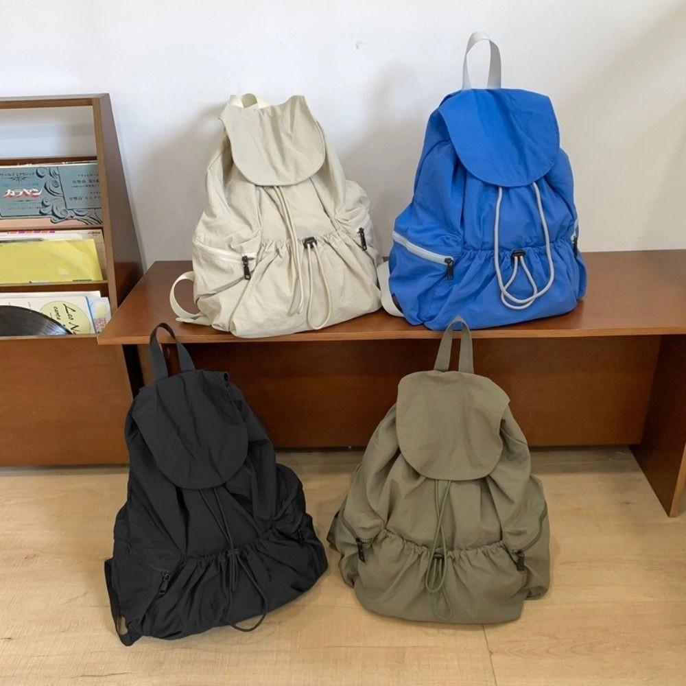 Casual Nylon Drawstring Backpack Lightweight College Student Schoolbag Canvas Shoulder Bag  Student