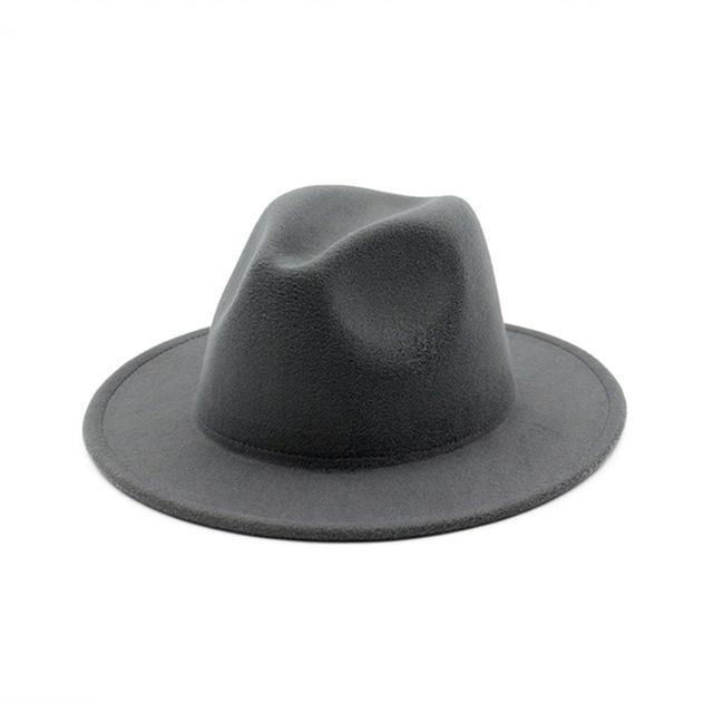 Women'S Black Elegant Wide Brim Fedora Flat Panama Hat Cap Wide Brim Autumn Hat Elegant Imitation Wool Camel Winter Caps