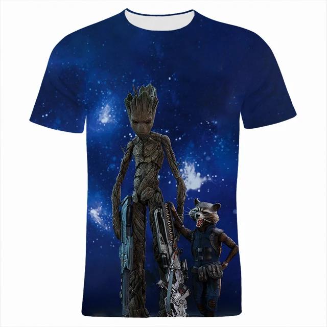 2026 Galaxy Guardians Groot T-shirt Children's Cartoon Anime 3D Fashion T-shirt Top Clothing Anime Clothing