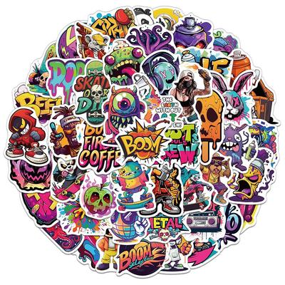50-Piece Creative Graffiti Cartoon Sticker Set for DIY Phone Cases, Notebooks, and Water Bottles