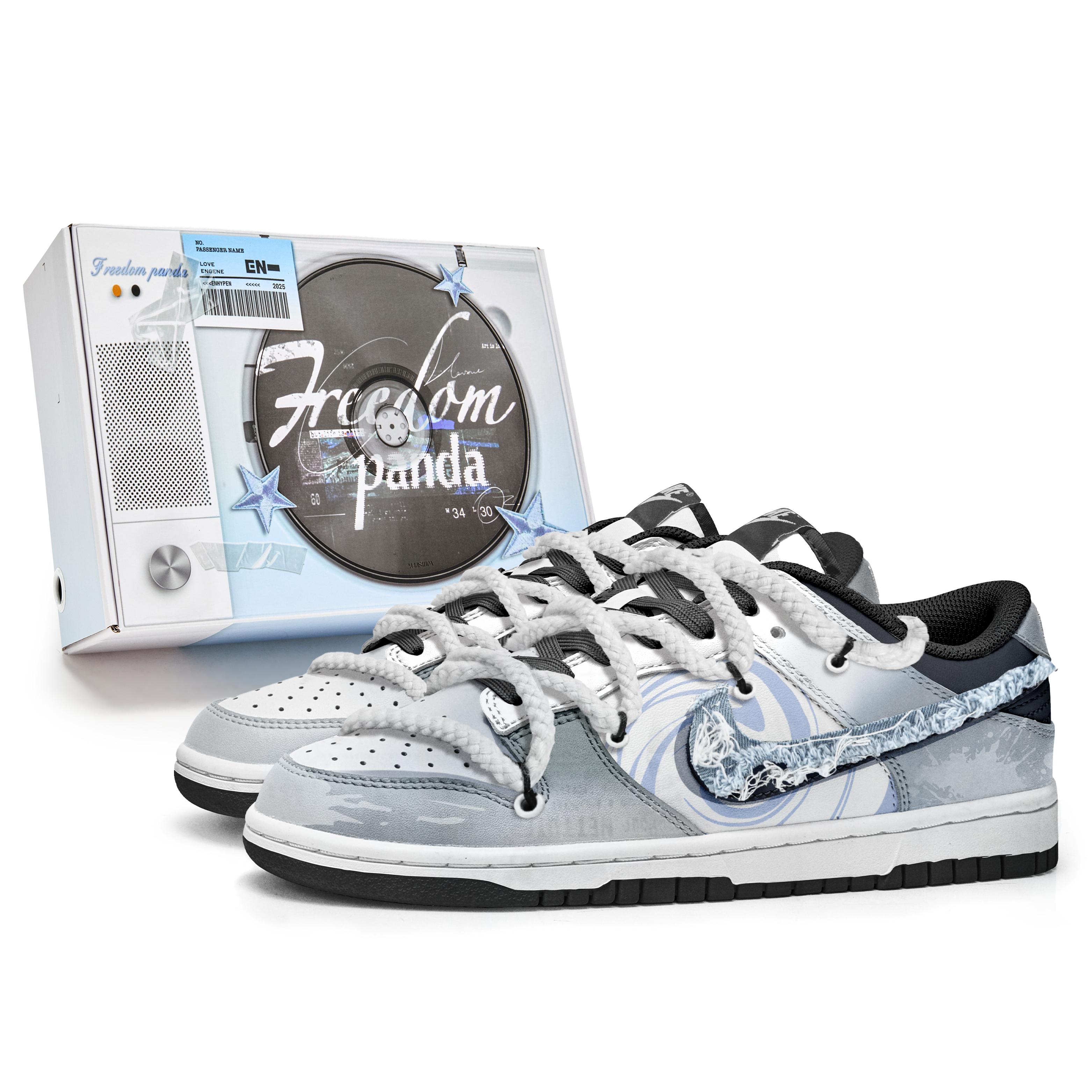 

Nike Dunk Freedom Panda, Box, Demon Slip Resistant Abrasion Resistant Low top Skateboard Shoes Unisex Gray Blue DD1391-100(Team202--BOX) 45