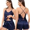 Navy Blue Casual Pajamas for Women Two Pieces Sleepwear Women's Pajama Shorts Loungewear Sets Nightwear Female Home Suit Clothes
