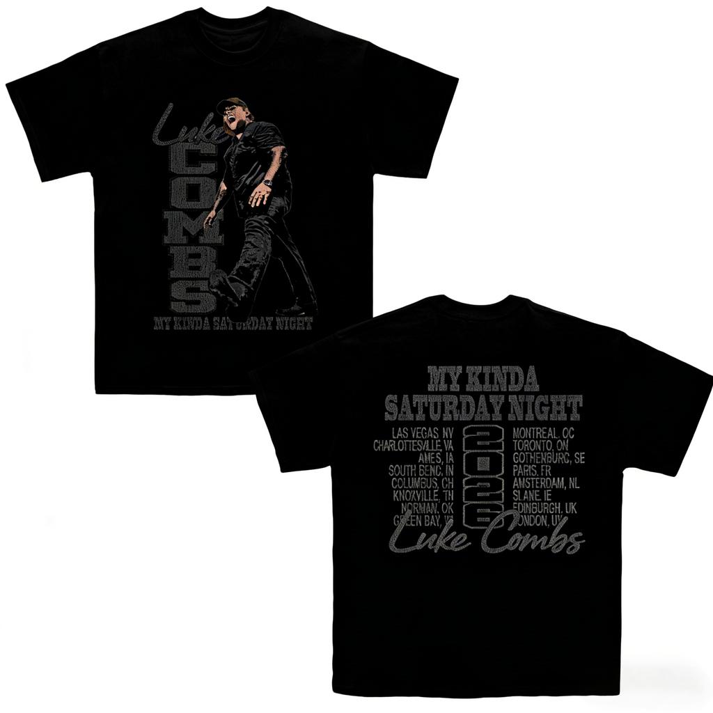2026 Luke Combs TOUR My Kinda Saturday Night Unisexs TShirt 100Cotton Unisex ONeck Short Sleeve Fans Gift Oversized Y2k Popular