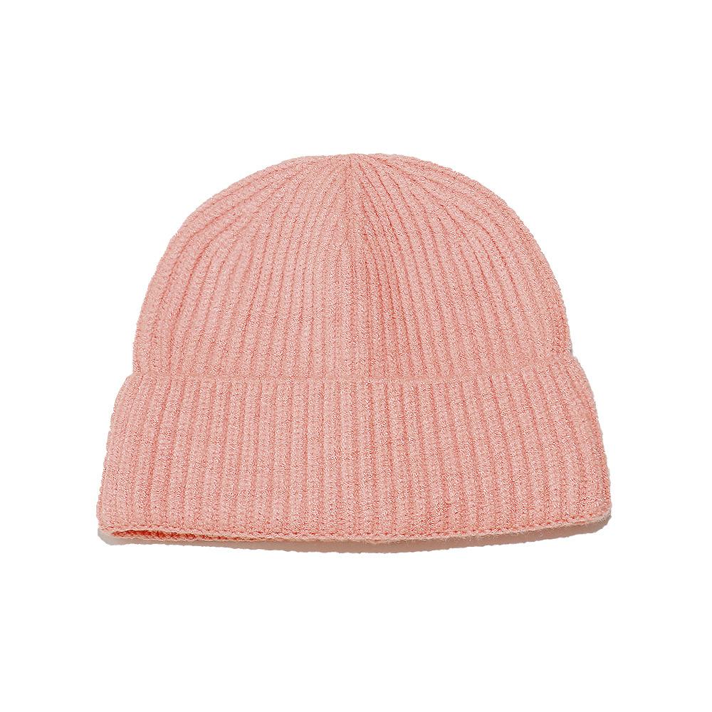 Cold hat men's winter warm solid color short melon fur hat men's dome wool knitted hat retro beanless winter hat