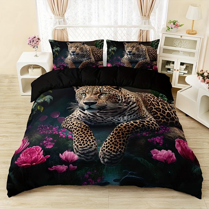 Leopard Bedding Set 3D Printed Animals Duvet Cover Set Skin-Friendly Single Double Size Bedroom Decor Duvet Cover Set Gifts
