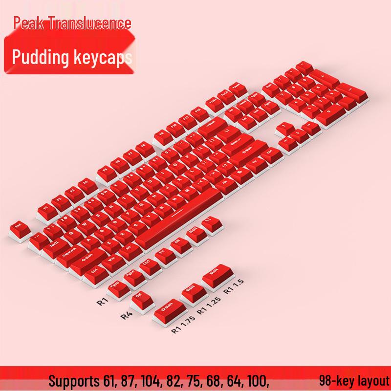 Sloped Pudding Double-Skin Milk Jelly Keycaps - PBT Translucent Cute Custom Set
