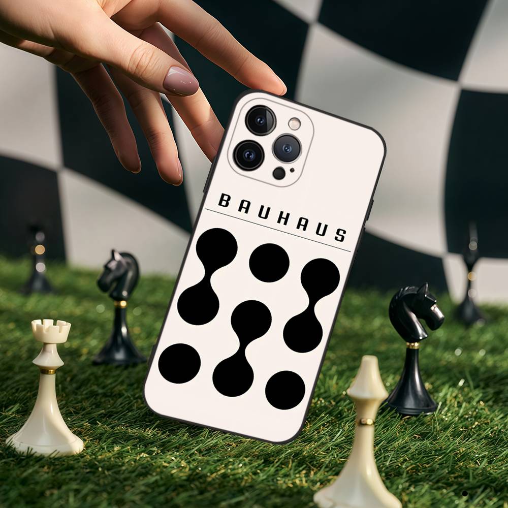 Geometric Bauhaus Art Silicone Anime Black Case For Iphone 17 Air 16 15 14 13 12 11 Pro Max Plus Basic